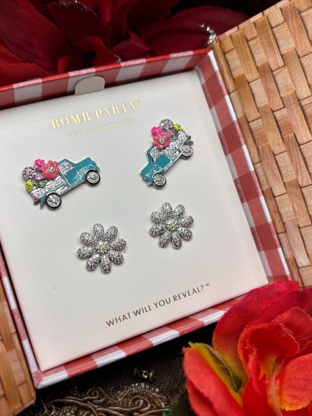 Bomb Party "Summertime Flower Truck" Market Fresh 2 Earring Set RBP6095 MSRP$118